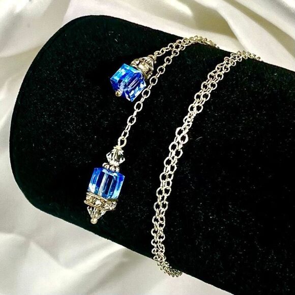 AIC# Sterling & Ice Blue Crystal Necklace - Picture 4 of 11